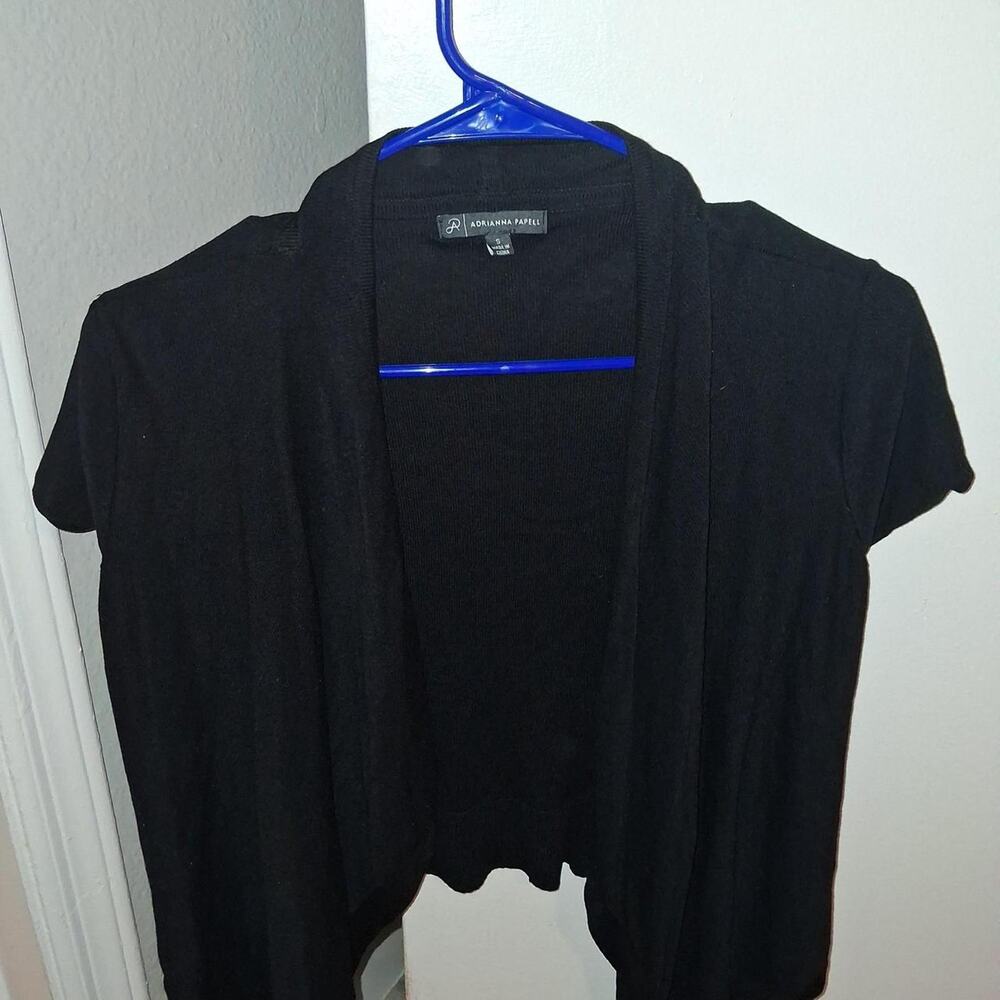 ✨ ADRIANNA PAPELL BLACK DRAPED WRAP TOP SIZE S ✨